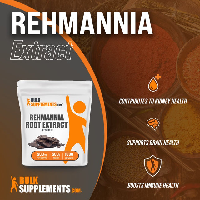 Bulksupplements.Com Rehmannia Root Extract - Kidney Support - Anti-Inflammatory Supplements - Renal Vitamins - Kidneys Supplements (500 Grams)