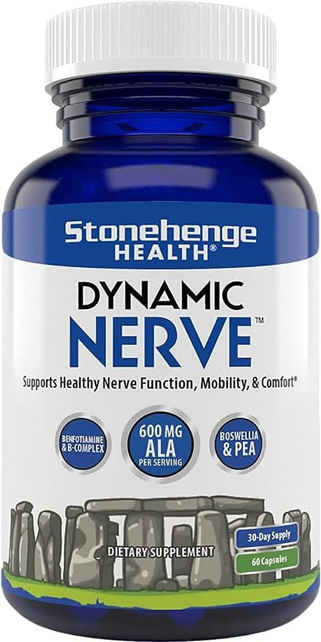 Stonehenge Health Dynamic Nerve Supplement - Supports Nerve Function in Fingers, Toes, Hands, and Feet with Alpha Lipoic Acid ALA, Benfotiamine, Pea, Robust B Complex, Boswellia