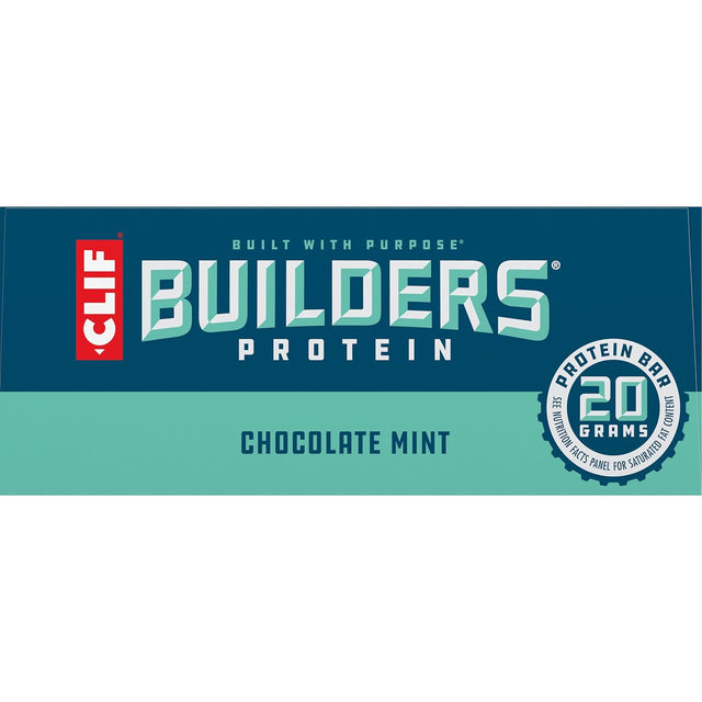 CLIF Builders - Chocolate Mint Flavor - Protein Bars - Gluten-Free - Non-Gmo - Low Glycemic - 20G Protein - 2.4 Oz. (6 Pack)