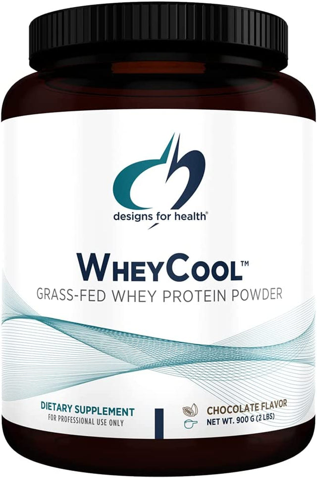 Designs for Health Wheycool - Grass Fed Whey Protein Powder Supplement with 20G Protein, May Support Athletes, Muscles + Energy - Non-Gmo + Gluten-Free, Chocolate (30 Servings / 900G)