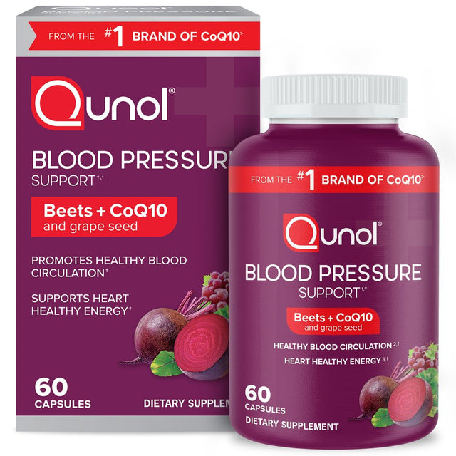 Qunol Blood Pressure Support Capsules, 1180Mg, Beets, Coq10, and Grape Seed, 60 Count