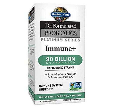 Garden of Life Dr. Formulated Probiotics Platinum Series Immune+ 90 Billion CFU Guaranteed, One a Day Probiotic Supplement Acidophilus & Rhamnosus, Vegan, Non-Gmo Immune System Support, 30 Capsules