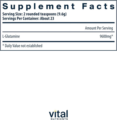 Vital Nutrients Glutamine Powder | Vegan L-Glutamine Supplement to Support Immune, Digestive and Gut Health* | Gluten, Dairy and Soy Free | Non-Gmo | 225 Grams