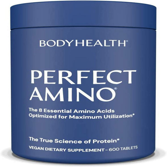 Bodyhealth Perfectamino (600 Tablets) 8 Essential Amino Acids Supplements with BCAA, Increase Muscle Recovery, Boost Energy & Stamina, 99% Utilization, Vegan Branched Chain Protein Pre/Post Workou