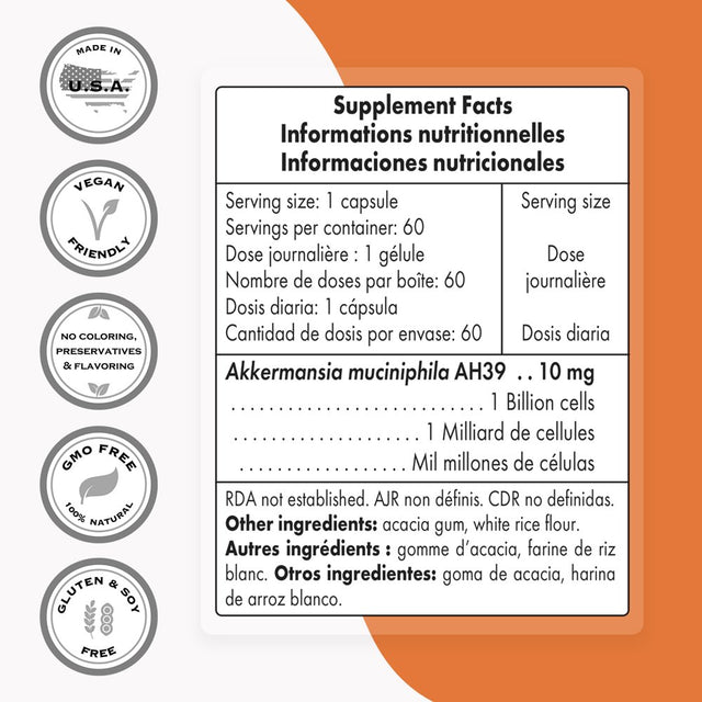 Supersmart - Akkermansia Muciniphila Postbiotic 1 Billion Non-Living Cells per Day (Maximum Strength) - GLP-1, Digestive & Gut Health Supplement | Non-Gmo & Gluten Free - 60 Delayed Release Capsules