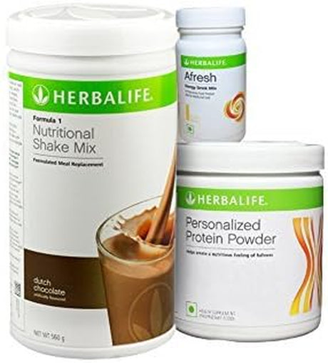 Herbalife F 1 Chocolate F 3 Protein Powder and Afresh Lemon - 500 Gm