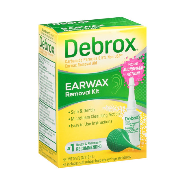 Debrox Ear Wax Removal Kit, Ear Cleaning Rubber Bulb Syringe and 0.5 Fl Oz Ear Wax Removal Drops