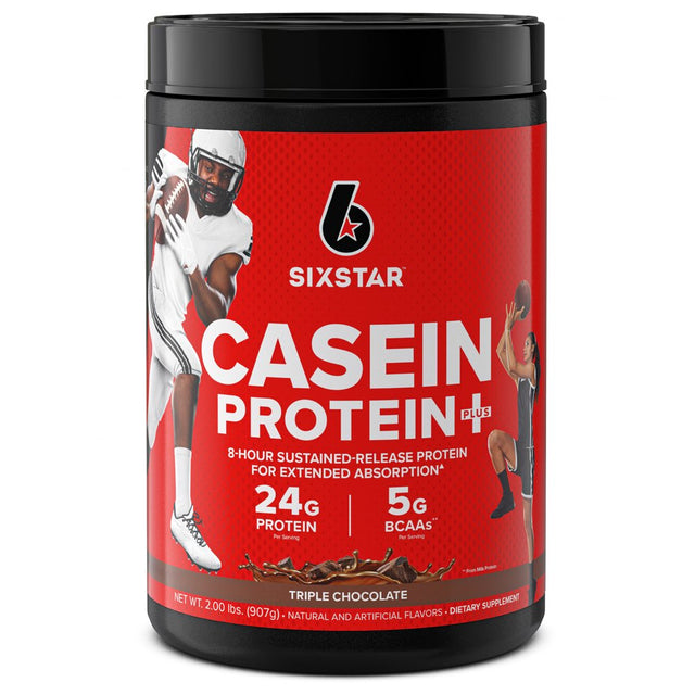 Six Star Casein Protein Powder Plus, 24G Protein, Triple Chocolate, 2 Lbs, 23 Servings