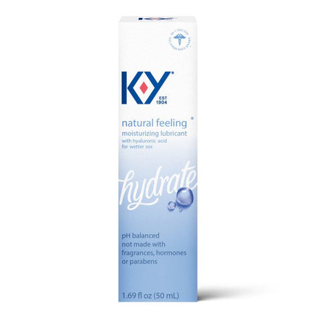 Water Based Lube K-Y Natural Feeling 1.69 Fl Oz Personal Lubricant for Adult Couples, Men, Women, Pleasure Enhancer, Vaginal Moisturizer, Ph Balanced, Hormone & Paraben Free, Latex Condom Compatible