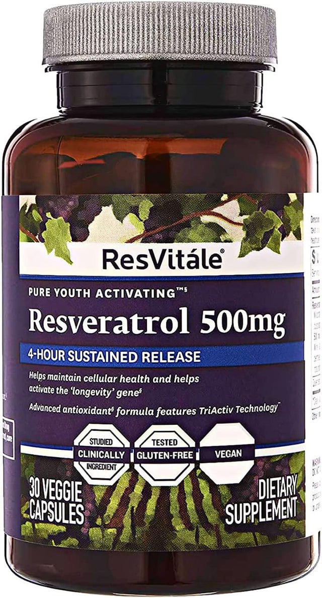 Resvitále Resveratrol 500 Mg - Resveratrol Supplement for Men and Women - 30 Veggie Capsules