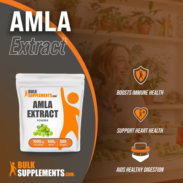 Bulksupplements.Com Amla Extract Powder, 1000Mg - Heart, Immune & Joint Support Supplement (500G - 500 Serv)