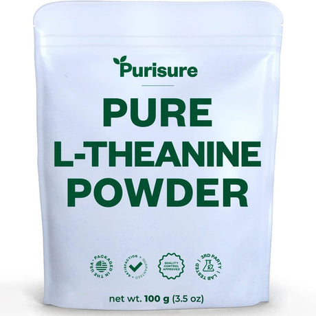 Purisure L-Theanine Powder, 100G, Concentration & Brain Health, 1000 Servings