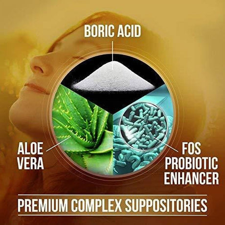 Nutrablast Boriotic Boric Acid Suppositories 800Mg Complex W/Aloe Vera & FOS Probiotic Enhancer, 30 Count | All Natural Made in USA