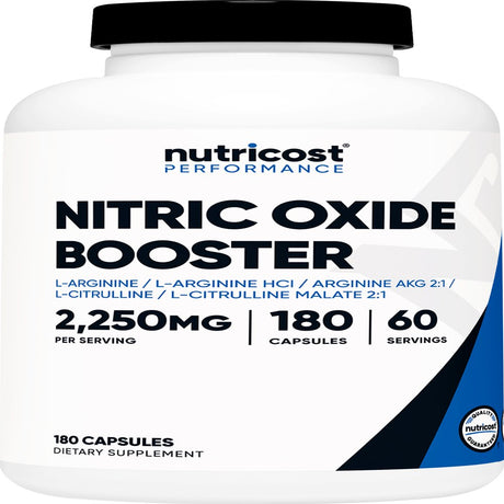 Nutricost Nitric Oxide Booster Capsules 750Mg, 180 Capsules, Supplement