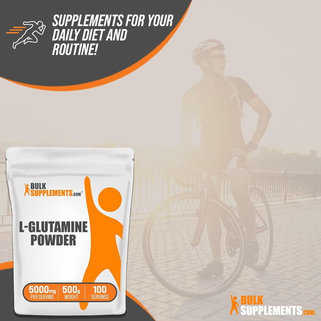 BULKSUPPLEMENTS.COM L-Glutamine Powder - Glutamine Supplement, L Glutamine 5000Mg, L Glutamine Powder - Gut Health & Recovery, Unflavored & Gluten Free, 5000Mg (5G) per Serving, 500G (1.1 Lbs)