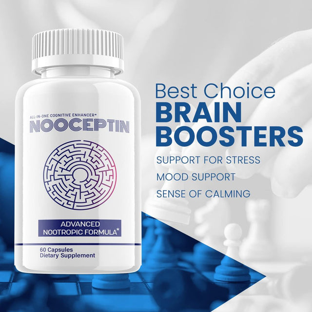 (1 Pack) Nooceptin - Nootropic Memory Booster Dietary Supplement for Focus, Memory, Clarity, & Energy - Advanced Cognitive Formula for Maximum Strength - 60 Capsules