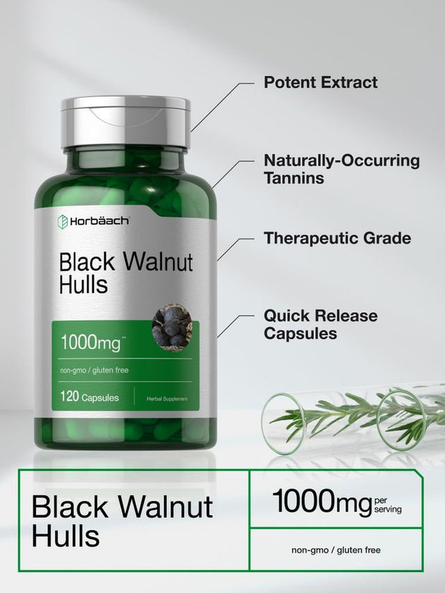 Black Walnut Hulls | 1000 Mg | 120 Capsules | by Horbaach