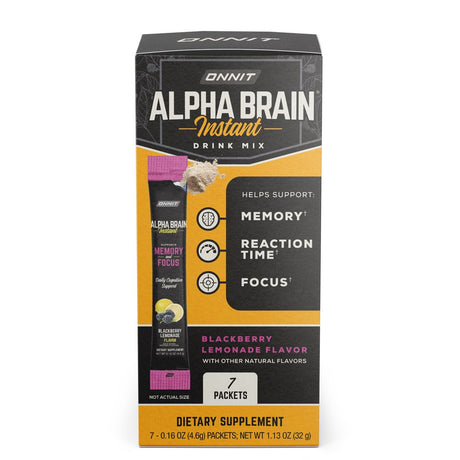 ONNIT Alpha BRAIN Instant Nootropic Brain Blackberry Lemonade Drink Mix, Memory/Focus, 7 Ct