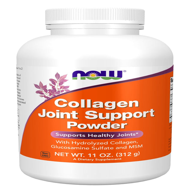 NOW Supplements, Collagen Joint Support™ Powder with Beef Gelatin, Glucosamine Sulfate and MSM, 11-Ounce