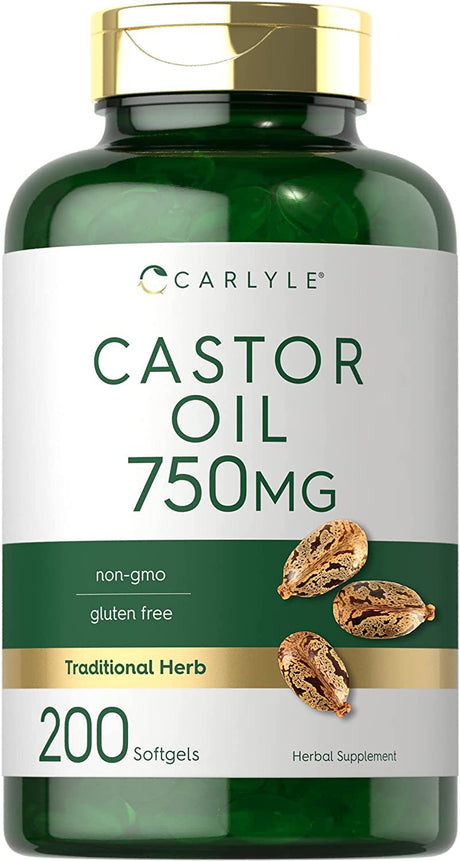 Castor Oil 750Mg | 200 Softgel | Traditional Herb | by Carlyle