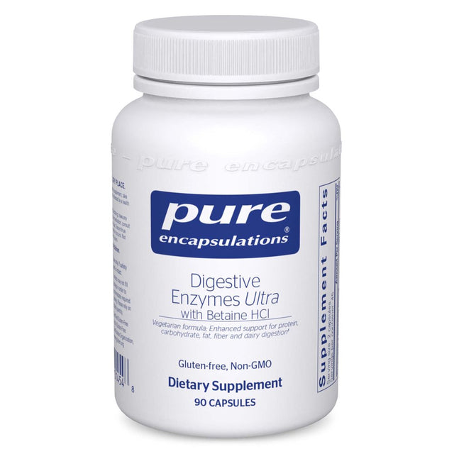 Pure Encapsulations Digestive Enzymes Ultra with Betaine Hcl | Vegetarian Digestive Enzymes to Support Protein, Carbohydrate, Fat, Fiber, and Dairy Digestion* | 90 Capsules