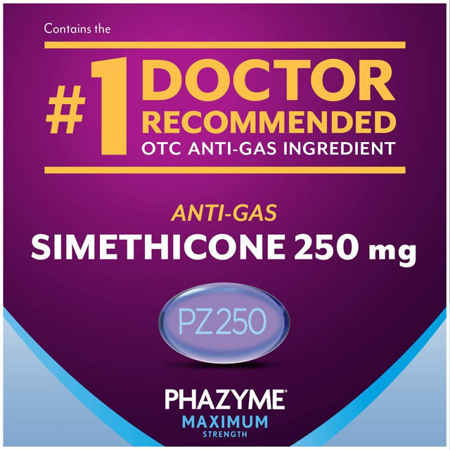 Phazyme Maximum Strength Gas & Bloating Relief, Works in Minutes, 12 Fast Gels