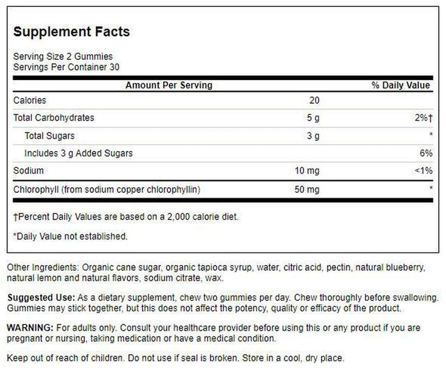 Swanson Chlorophyll Detox Gummies - Blueberry 25 Mg 60 Gummies