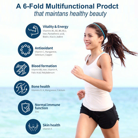 Dr. Brian Multivitamin & Mineral for Women Contains 13 Types of Vitamins,7 Type of Minerals,11 Types of Subsidiary Ingredients for Vitality Energy, Bone, Eye, Immune, Blood Vascular&Skin Health 30Ct