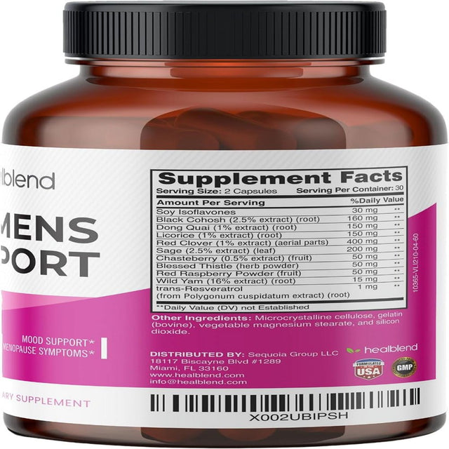 Healblend (3 Pack) Women'S Support Supplements - Reduces Menopause Symptoms, Hormonal Balance, Promote Healthy Mood - 60 Capsules