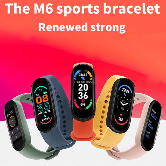 TIERPOP Smart Bands Sport Fitness Tracker M6 Smart Watchespedometer Heart Rate Blood Pressure Monitor Bluetooth-Compatible Bracelets for Men Women