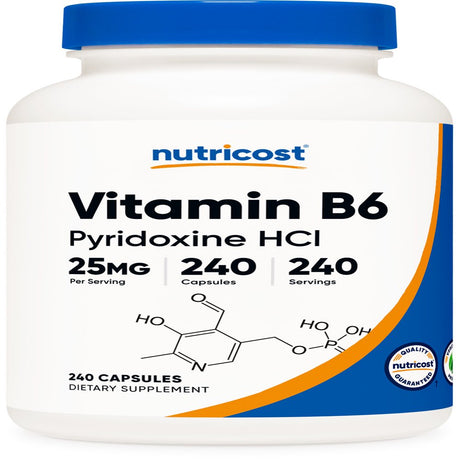 Nutricost Vitamin B6 (Pyridoxine Hcl) 25Mg, 240 Capsules, Supplement