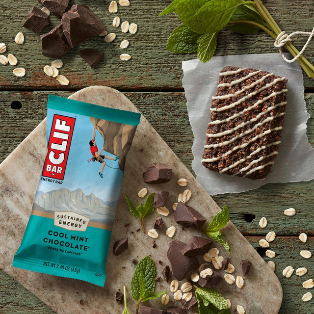 CLIF BAR - Cool Mint Chocolate with Caffeine - Made with Organic Oats - 10G Protein - Non-Gmo - Plant Based - Energy Bars - 2.4 Oz. (12 Count)