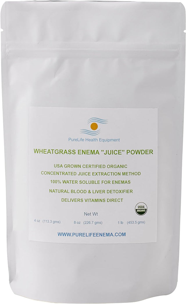 Purelife Wheatgrass Enema Juice Powder - Organic - Enema Specific - 4 Oz - Liver Detoxification- Blood Energizer - Colon Healing - Gluten Free