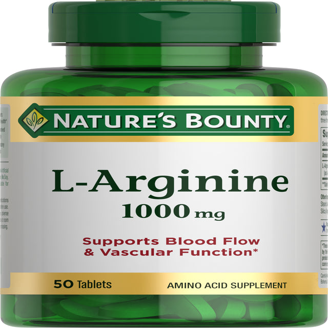 Nature'S Bounty L-Arginine 1000 Mg Capsules for Blood Flow Support, 50 Ct