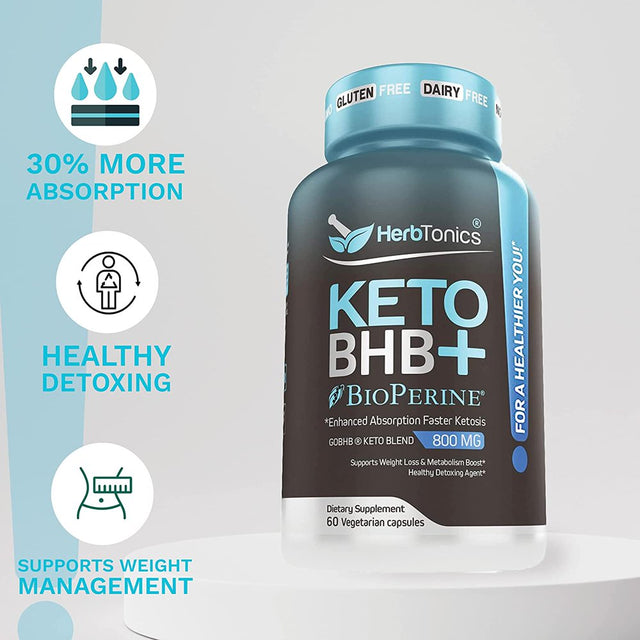 Keto BHB Diet Pills with Bioperine (2 Pack) for Enhanced Absorption Faster Ketosis Vegan Capsules Supplement for Women and Men