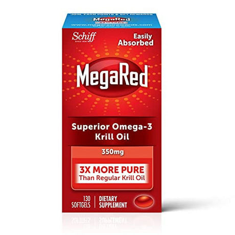 Megared Krill Oil 350Mg Omega 3 Supplement with EPA, DHA, Astaxanthin & Phopholipids, Supports Heart, Brain, Joint and Eye Health, No Fish Oil Aftertaste - 130 Softgels (130 Servings)