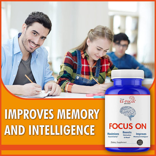 Focus on Brain Booster Supplement for Focus, Memory, Clarity, Energy, Brain Health Supplements for Adults & Seniors, Brain Supplement Memory Vitamins, Brain Boost Pills for Men, Women-60 Caps