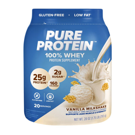 Pure Protein 100% Whey Protein Powder, Vanilla Cream, 25G Protein, 1.75 Lbs