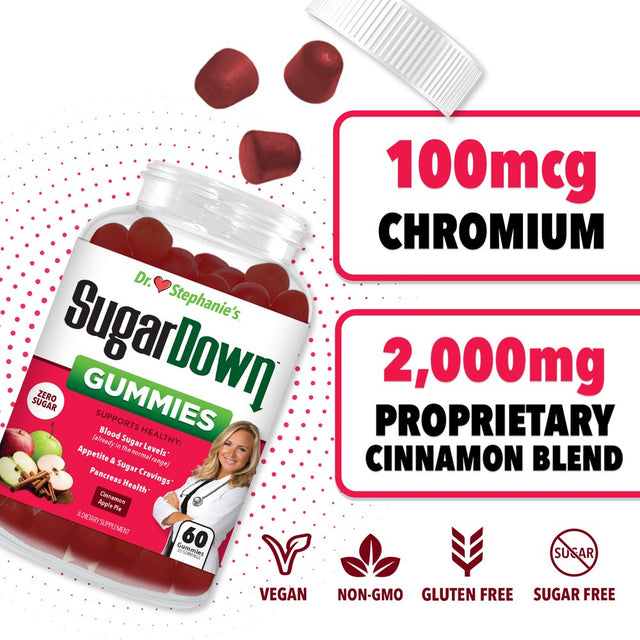 Dr. Stephanie’S Sugardown Gummies - Blood Sugar Gummies with Ceylon Cinnamon - 2 Pack