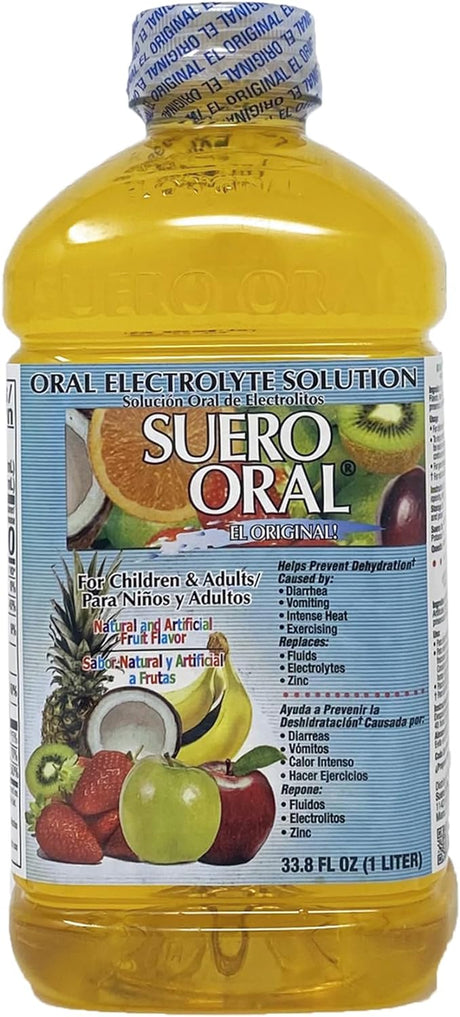 SUERO ORAL Electrolyte Solution for Children & Adults, Rehydrates, Restores Minerals and Nutrients, Multifruit Flavor (33.8 Fl Oz/Pack of 1)