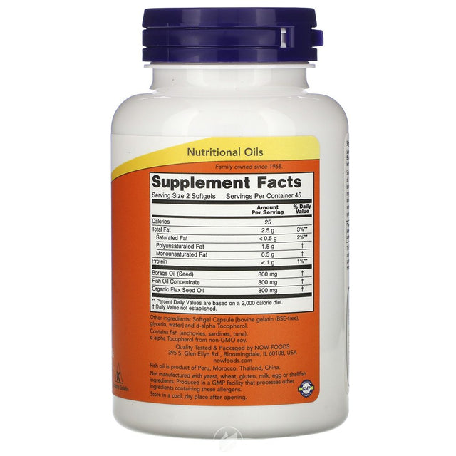 NOW Supplements Super Omega 3-6-9 1200Mg 90 Sgels