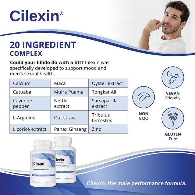 Cilexin with Zinc, L-Arginine and Tongkat Ali for Men’S Performance. Supplement - 60 Tablets