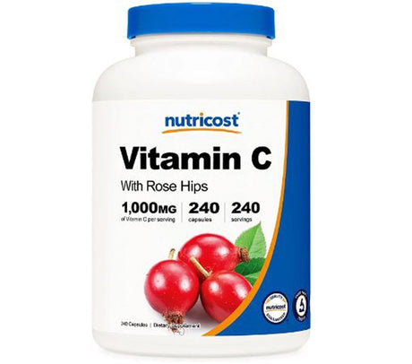Nutricost Vitamin C with Rose Hips -- 1000 Mg - 240 Capsules