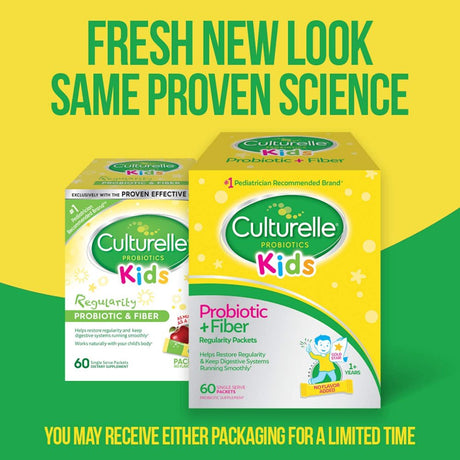 Culturelle Kids Probiotic + Fiber Packets for Kids 3+, Digestive Health & Immune Support, 60 Count