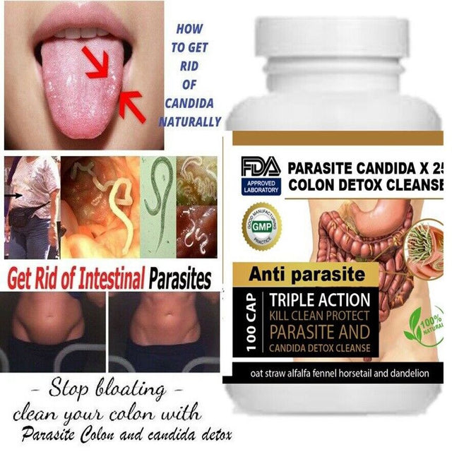 Parasite Detox Clean COLON Flush & Cleanse Parasite Cleanse Candida Support - 100 Capsules