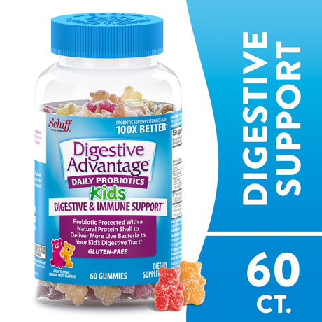 Digestive Advantage Kids Daily Probiotic Gummies, Natural Fruit Flavors - 60 Gummies