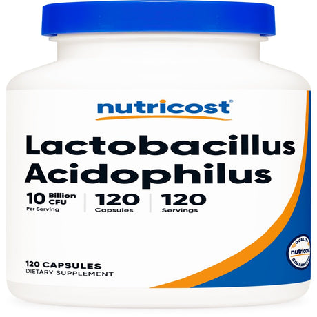 Nutricost Lactobacillus Acidophilus 10 Billion CFU Supplement, 120 Vegetarian Capsules