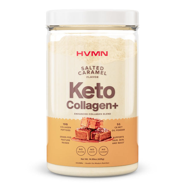 H.V.M.N. Keto Collagen+ Protein Powder, Salted Caramel, 25 Servings - Collagen Peptides & MCT Powder, Keto Diet Approved