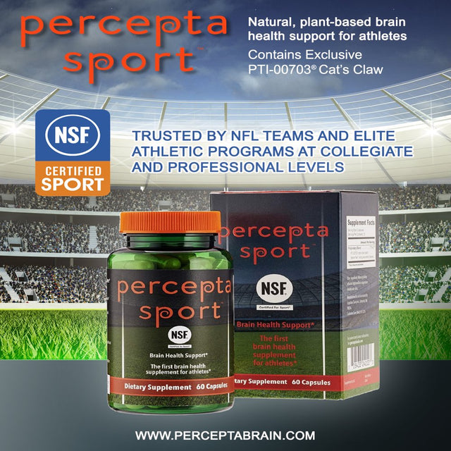 Percepta Sport Brain Supplement for Athletes - Natural Plant-Based Brain Health Supplement - Enhances Performance, Focus, Concentration, and Energy - 30 Day Supply