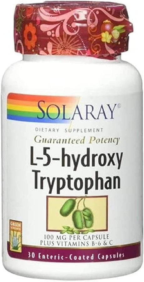 Solaray Guaranteed Potency L-5-HTP + B 6 & C 100 Mg Capsules, 30 Count